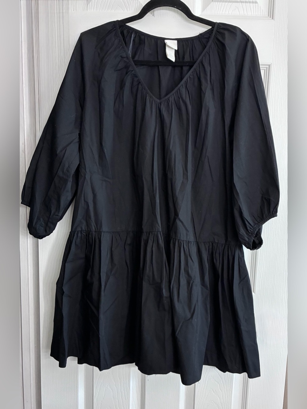 H&M Black Mini Tiered V-Neck Dress